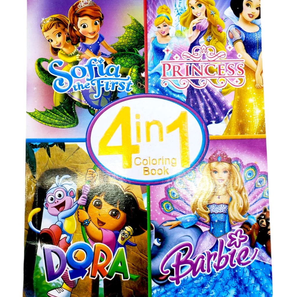 4 in 1 Colouring Book For Girls - Assorted Character
