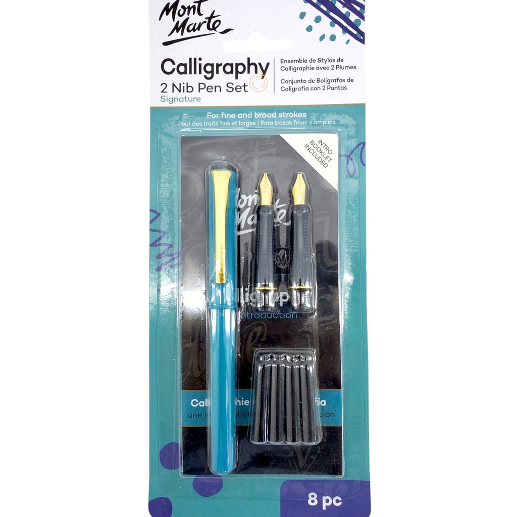 Calligraphy 2 Nib Pen Set - 8 Pcs - Mont Mart - 20977