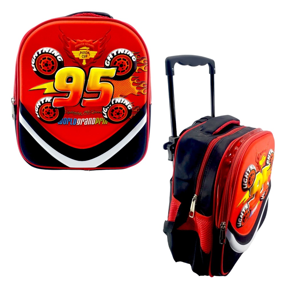 95 Hot Wheels Trolley Bag - Black/Red - 13 Inch | Play Group - Kindergarten( IMPORTED )