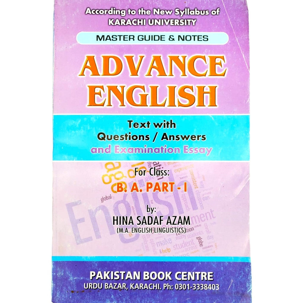 Master Guide & Notes Advance English with Question / Answer for B.A Part 1 - Pakistan Book Center Publisher