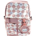 Flower Cheque College Bag - Pink/White( IMPORTED )
