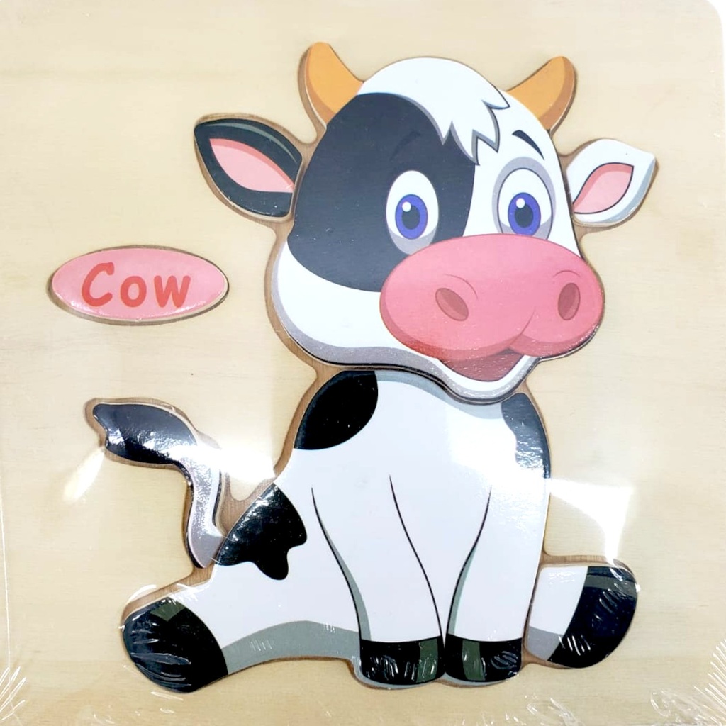 Wooden Cow Embossed Plate Toy