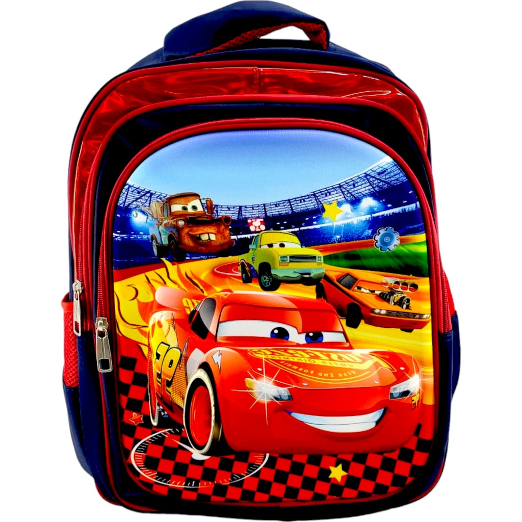 Cars 9D School Bag - Blue/Red - Class - 1 - 2( IMPORTED )