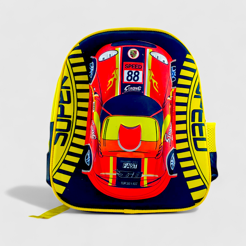 Sports Car Pre-Primary School Bag - Yellow - No. 6D 13( IMPORTED )
