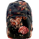 Flower Printed School Bag - Black - Class - 1 - 2( IMPORTED )