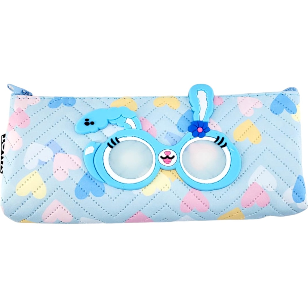 Cute Glasses Pencil Pouch - Blue - No. H-126