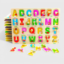Wooden Capital Alphabet Plate Toy with Plastic Knob