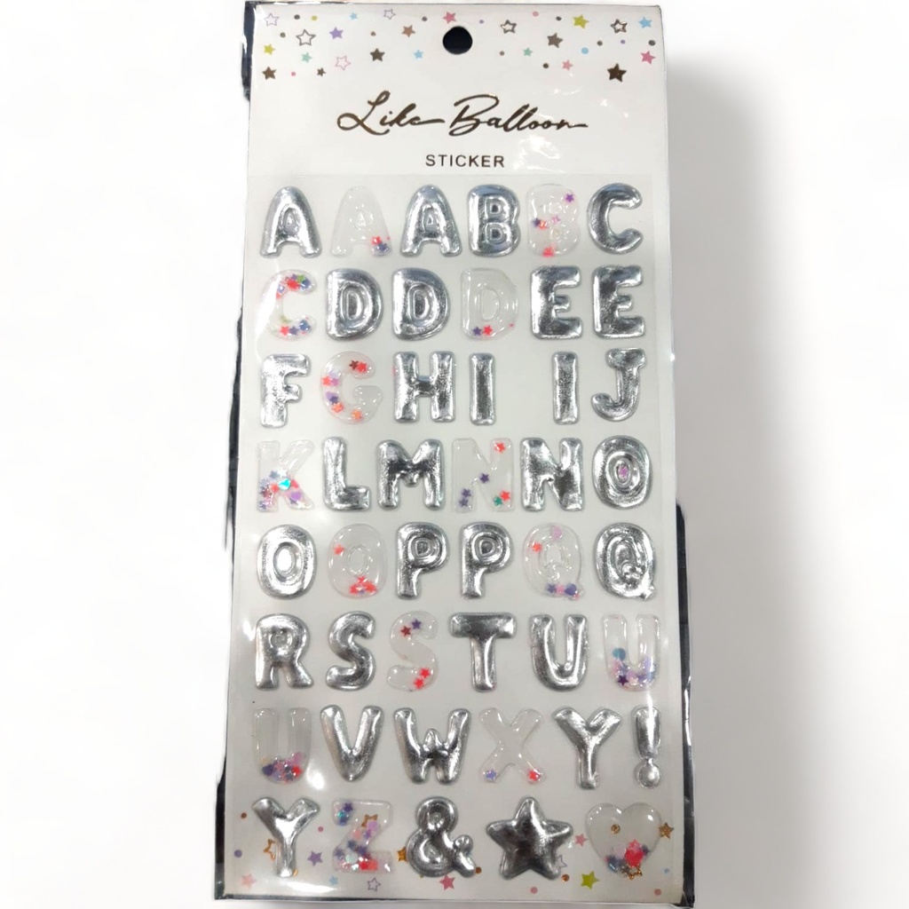 Alphabet Silver & Transparent Sticker