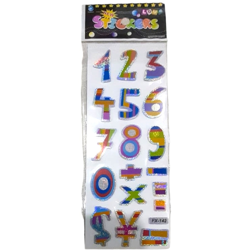 Numeric Embossed Stickers FX-142 (Assorted Design)