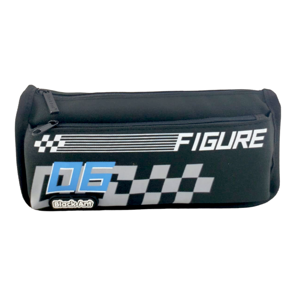 Figure Double Zipper Pencil Pouch - No. 6609 - Black