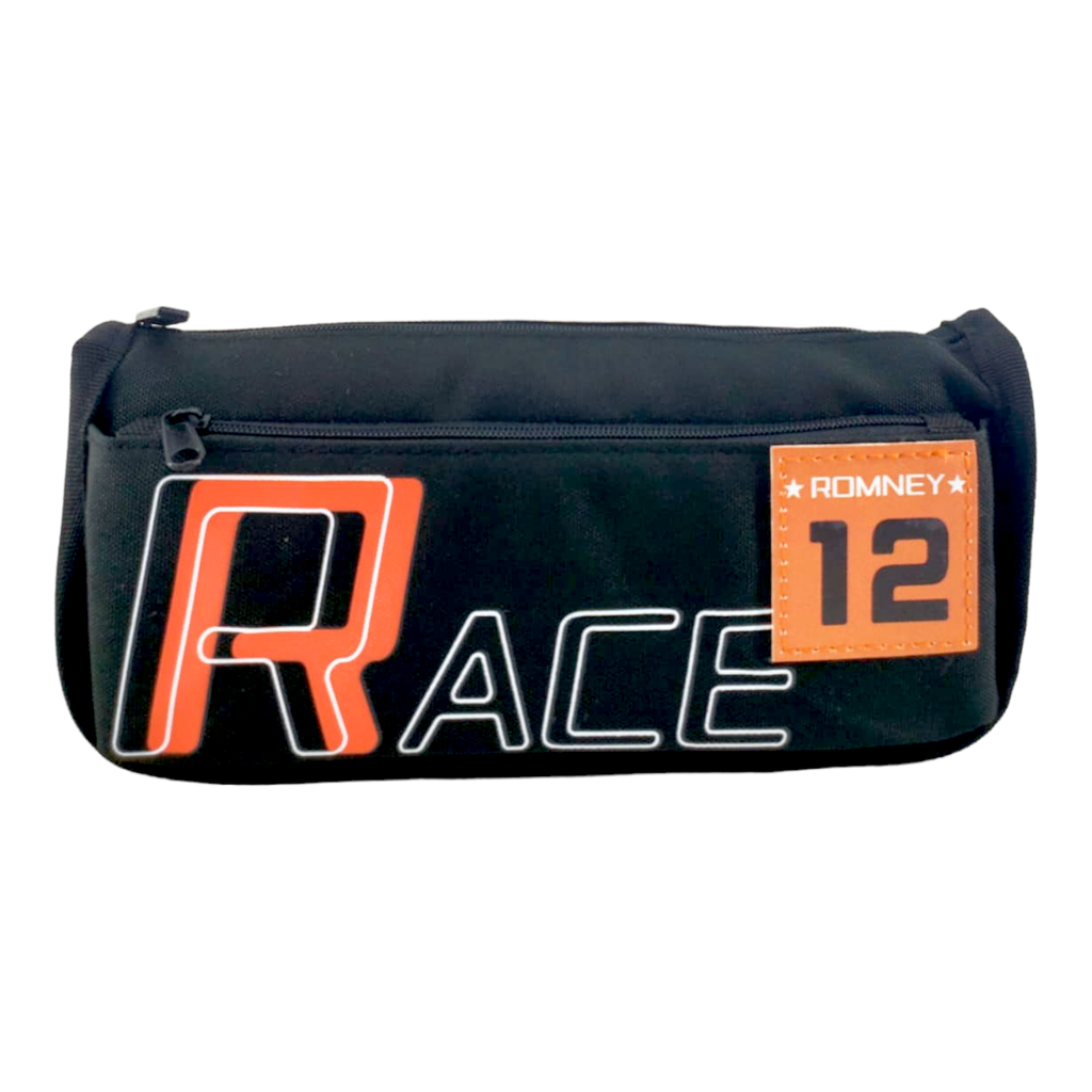 Race Double Zipper Pencil Pouch - No. 2259 - Black