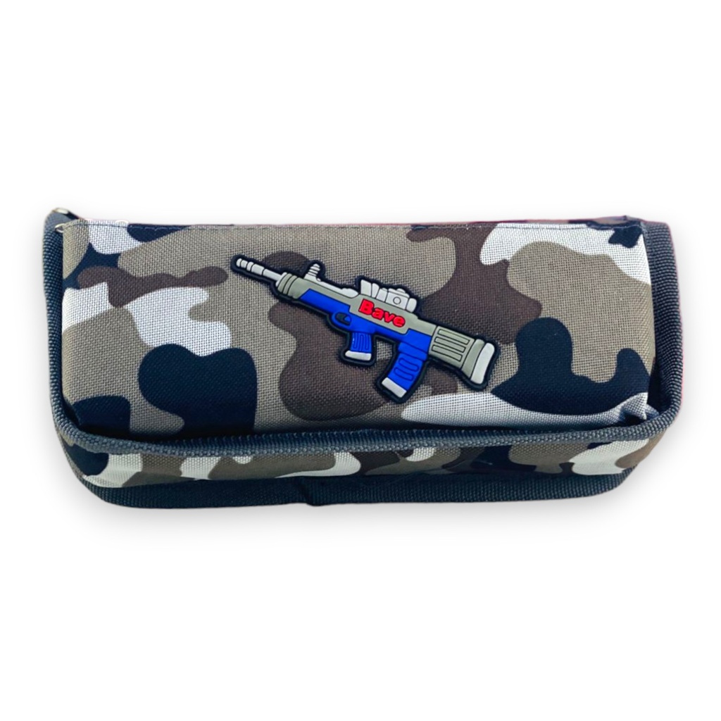 Bave Gun Double Zipper Pencil Pouch - No. 8040 - Grey