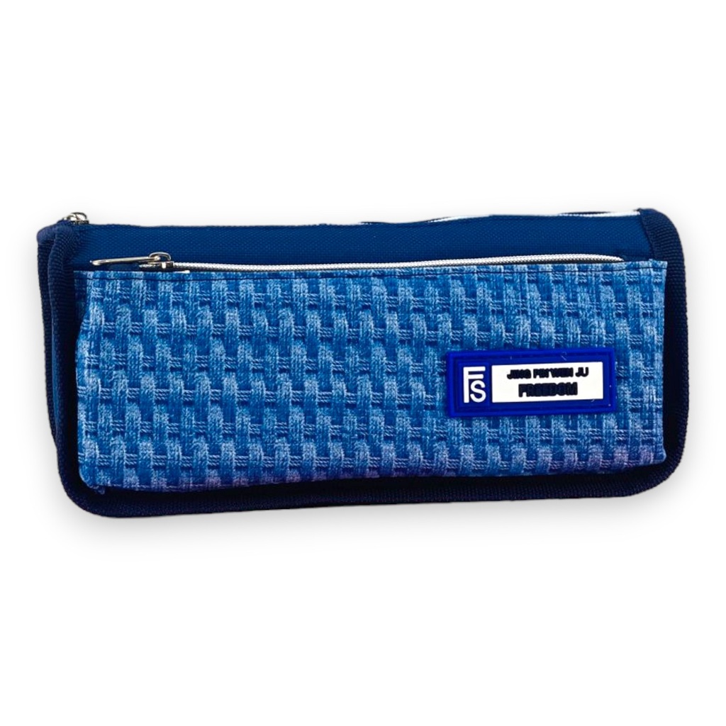 Freedom Double Zipper Pencil Pouch - No. 8037 - Blue