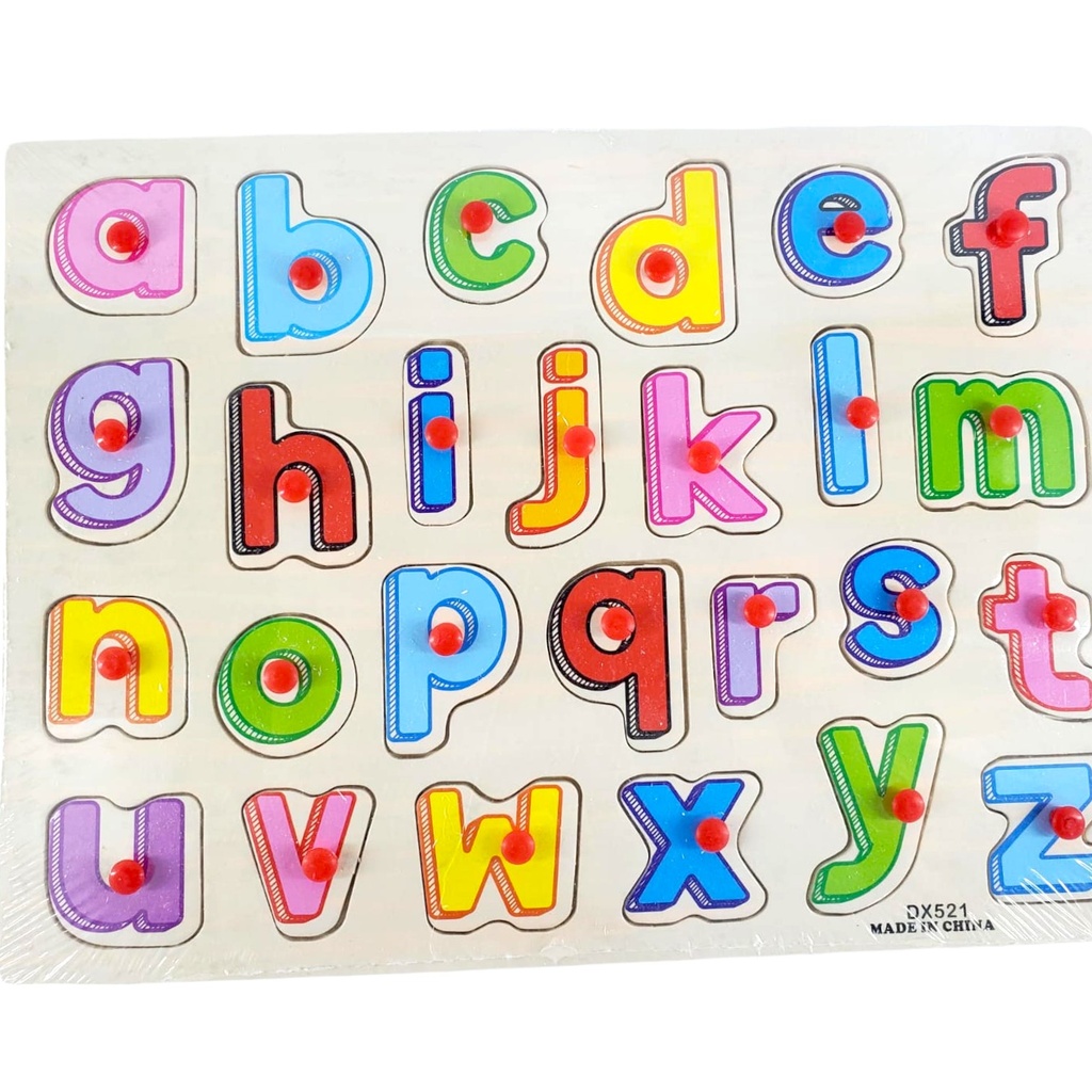 Wooden Small Alphabet Plate Toy with Plastic Knob