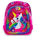 Unicorn School Bag Embossed With Light Pre Primary School Bag - Pink