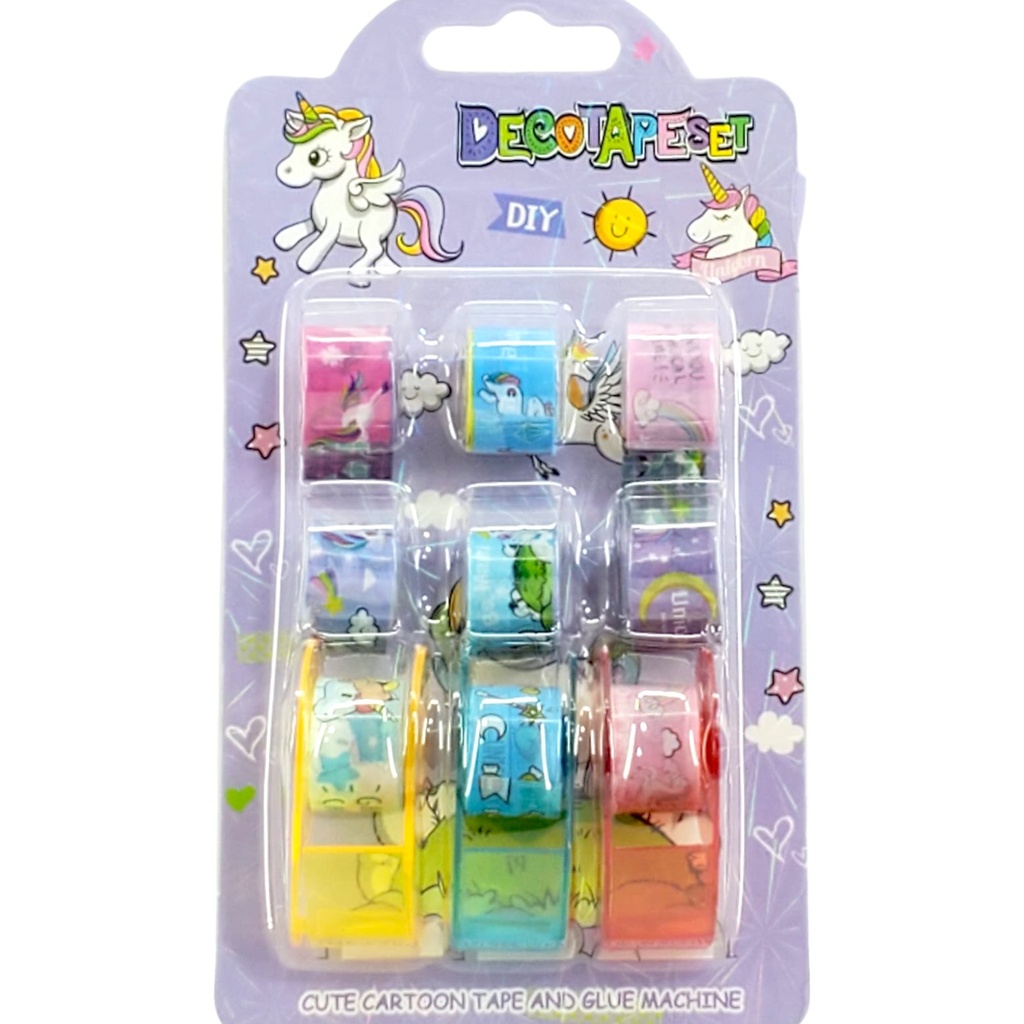 Fancy Decoration Tape - 9pcs + Dispenser - No. E109 / 2312