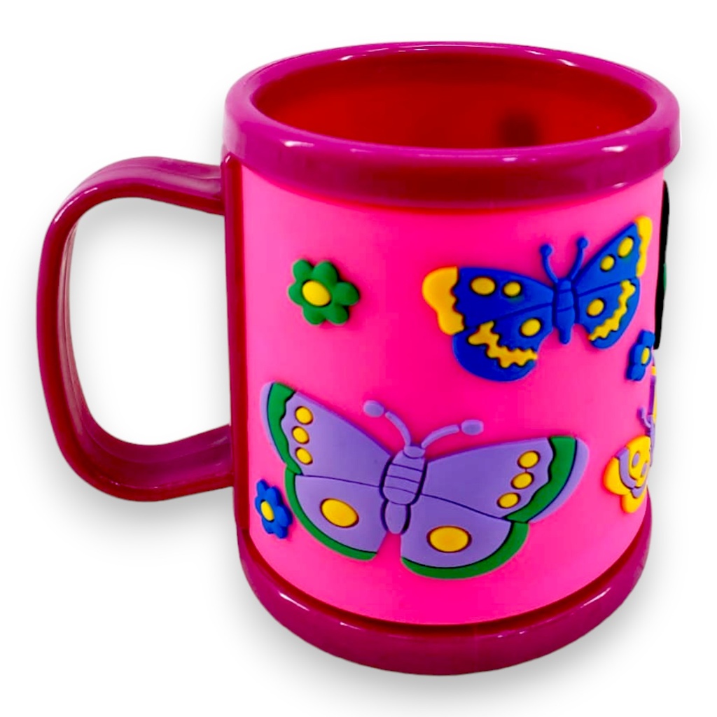 Butterfly Deisgned Famous Plastic Mug - Pink
