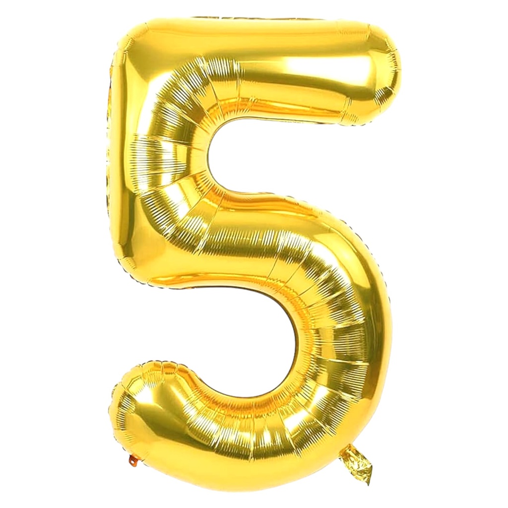 Golden Foil Balloon Number 5
