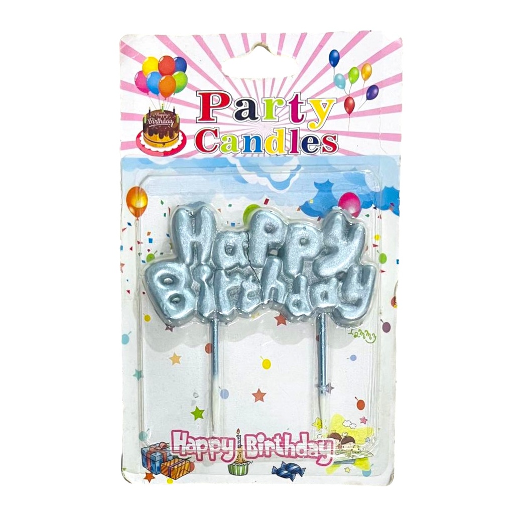 Happy Birthday Candle - Silver