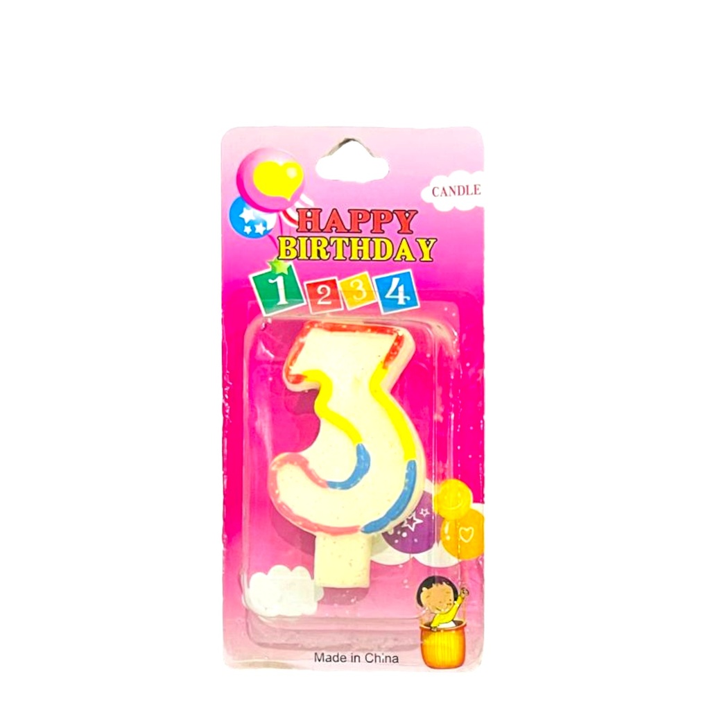 Numeric Candle "3" - Rainbow