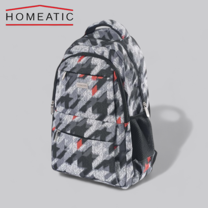Homeatic Cheque Design School Bag - Black/Grey - 5008