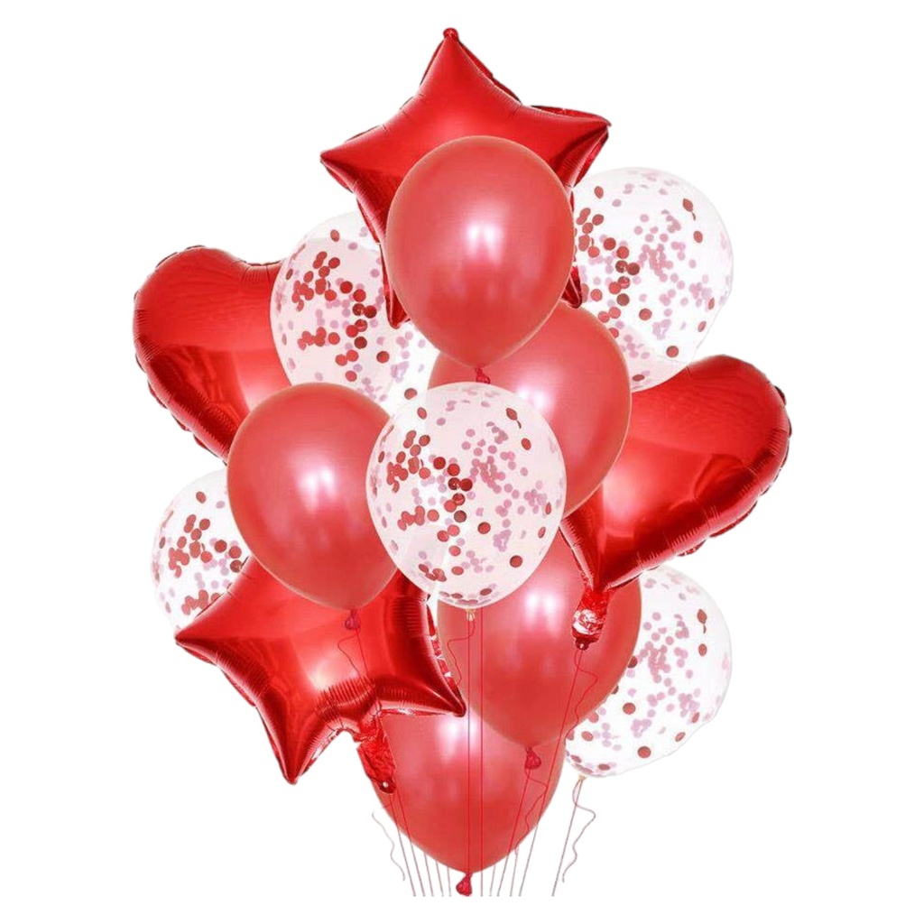 18inch Heart Star Shape Foil Balloons 14pcs/set