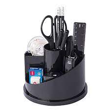 [6935205382511] Rotary Desk Organizer 7 Compartments Stationery Holder With Accessories - 38251A