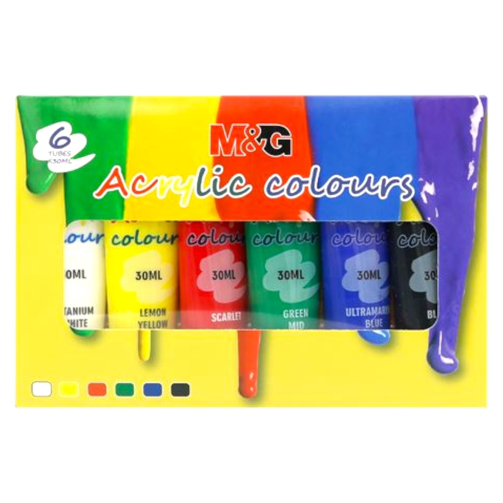 M&G Acrylic Colours 30ml - Set of 6 Tube - APLN6597
