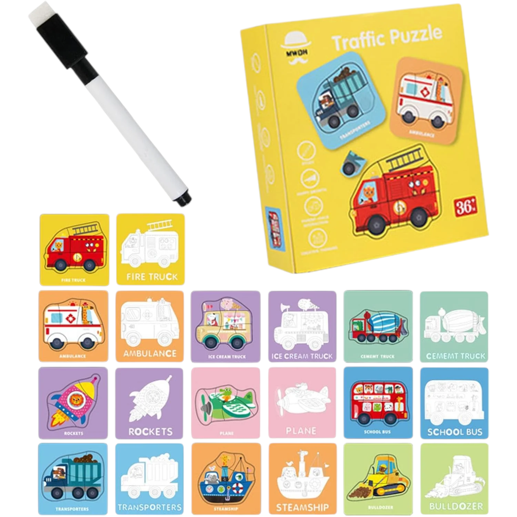 2in1 Jigsaw Puzzle Write and Wipe Cards Trafiic - 569