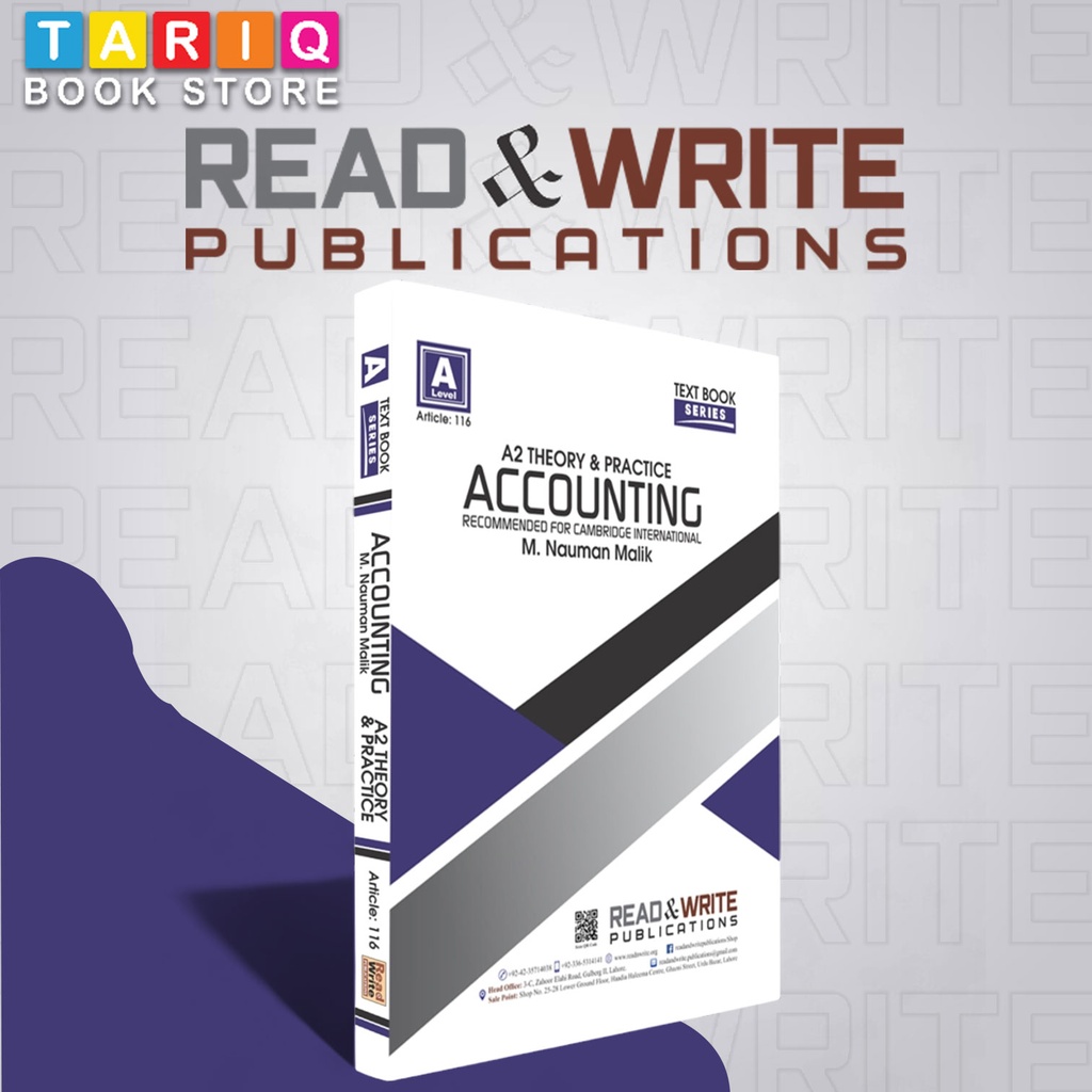 Read & Write A Level Accounting A2 Theory and Practice Book - By M. Nauman Malik - No. 116