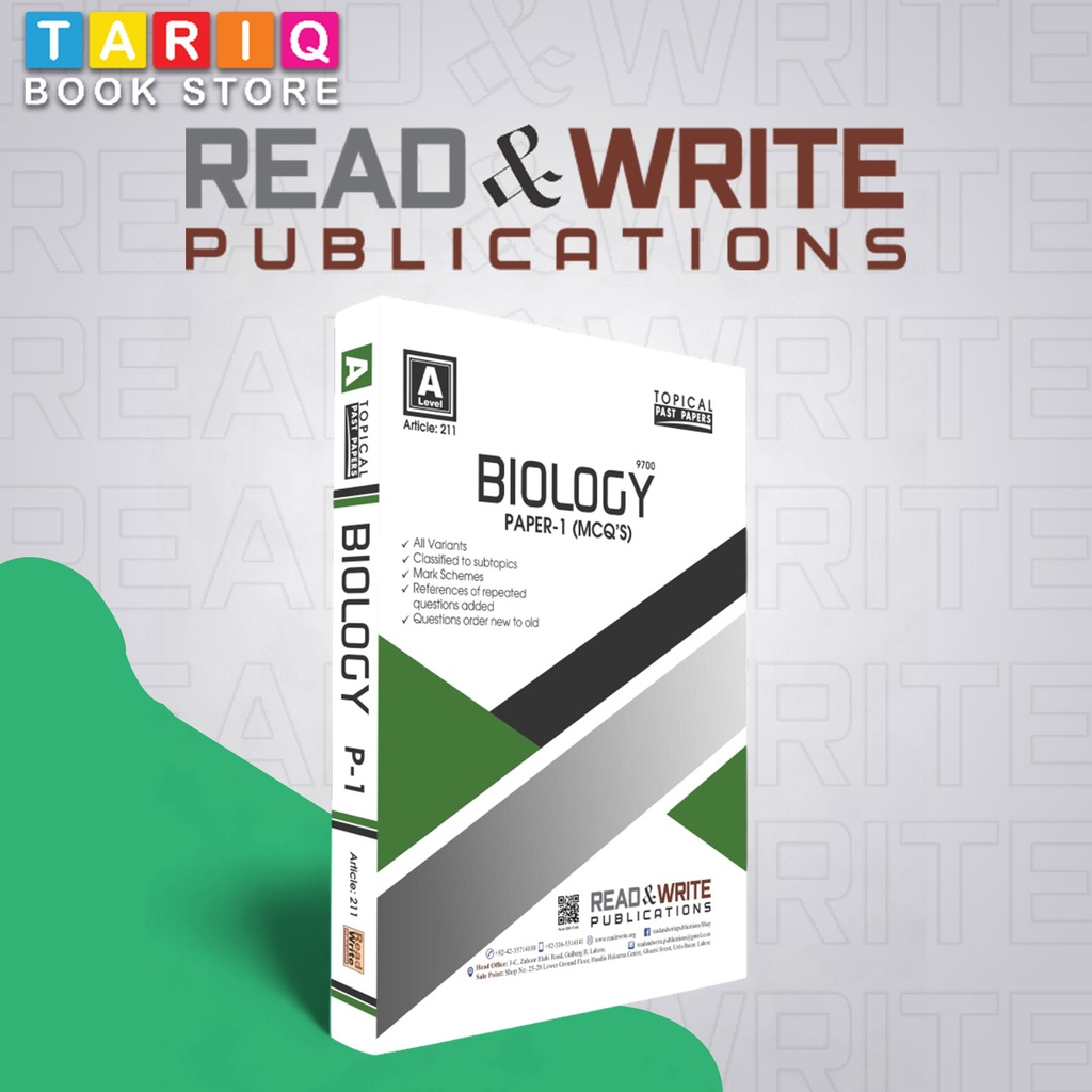 Read & Write A Level Biology Past Paper Topical Unsolved Paper 1 MCQ's (Updated Till 2022) - By Editorial Board - No. 211