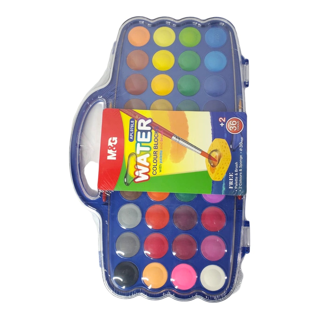 Water Colour Blocks With Palette & Brush- Pack of 38 - No.APL976L8