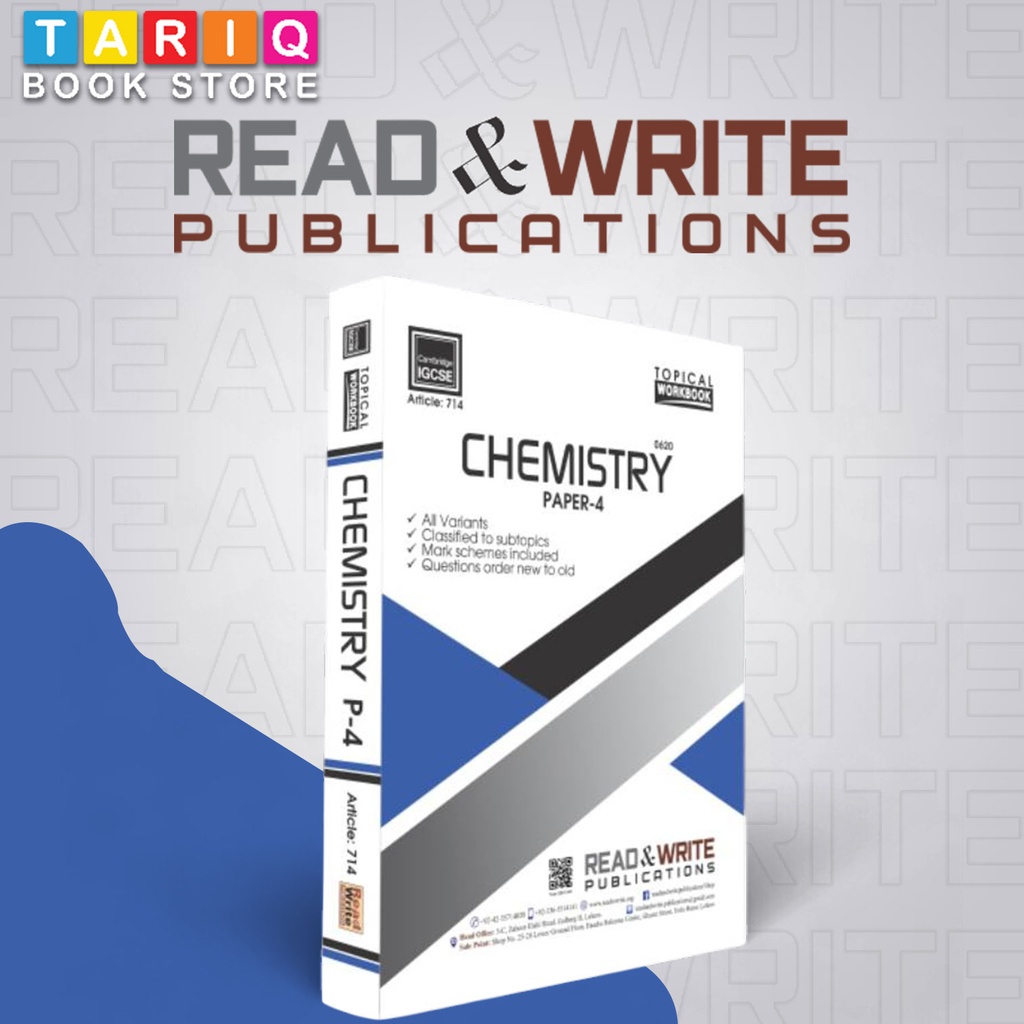 Read & Write IGCSE Chemistry Paper 4 Topical Workbook (Updated till 2022) - By Editorial Board - No. 714