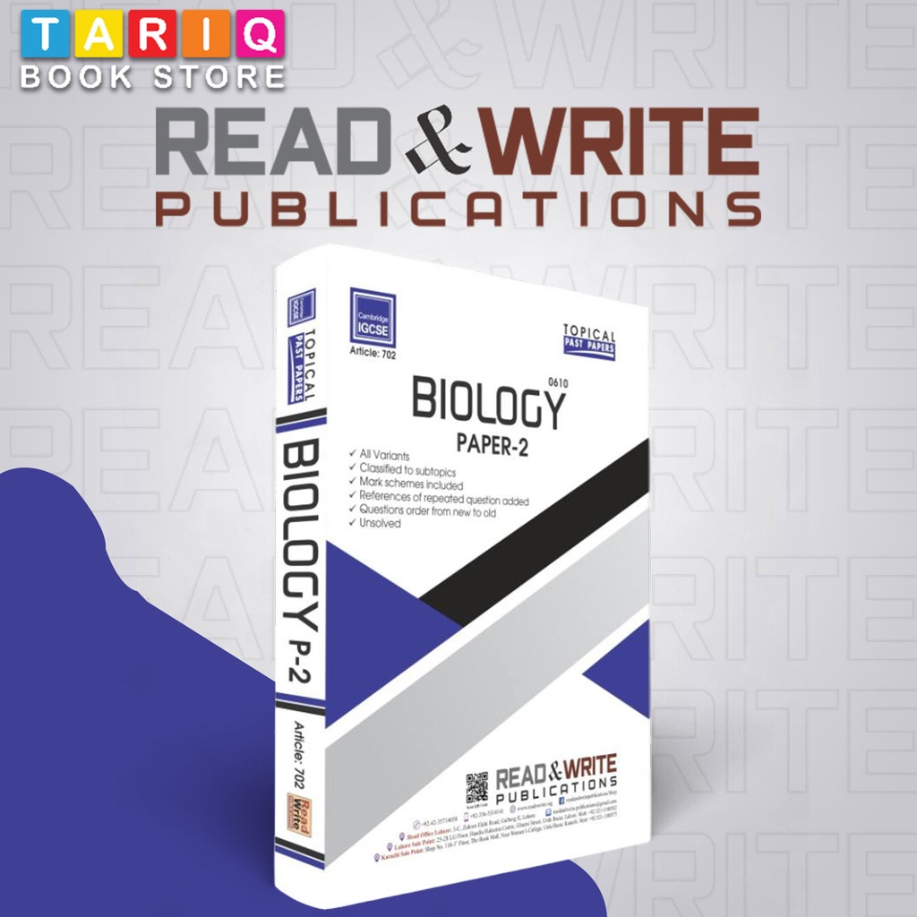 Read & Write IGCSE Biology Topical Paper 2 Past Papers (Updated Till 2022) - By Ms. Saiqa - No. 702