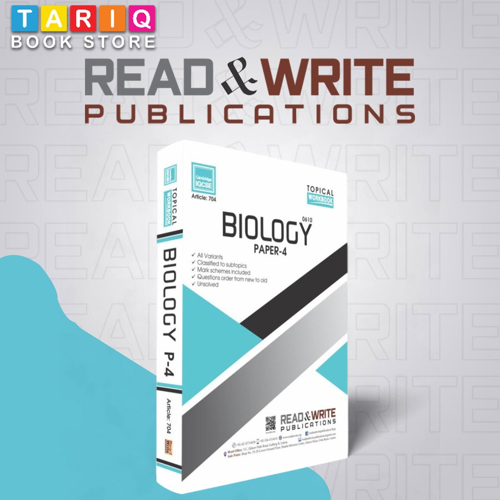Read & Write IGCSE Biology Topical Paper 4 (Update Till 2022) - By Ms. Saiqa - No. 704