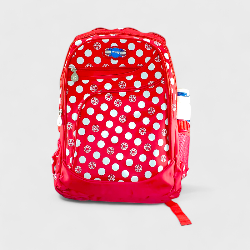 Dakanee Polka Dots School Bag - Class - 3 - 8( IMPORTED ) (Red)