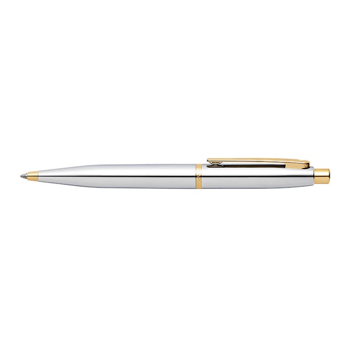 [074040114577] Sheaffer VFM 9422 Polished Chrome Gold Tone Trim Ballpoint Pen