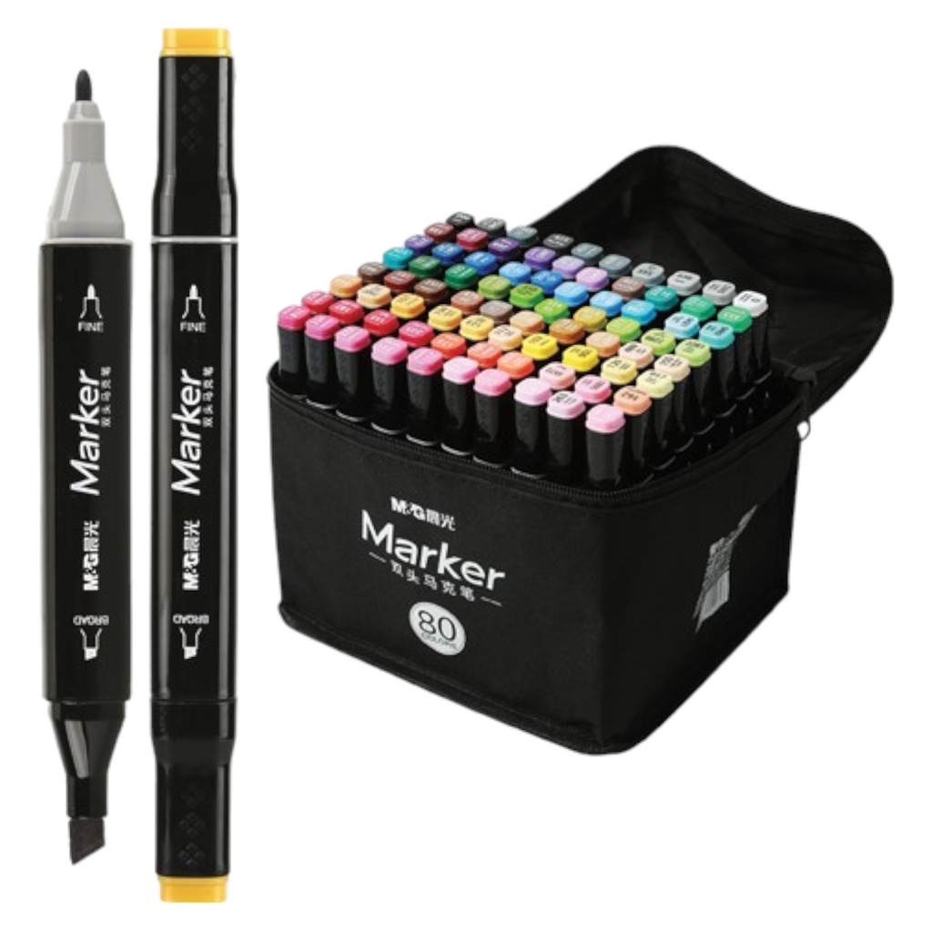 M&G Marker pens double Sided - Set of 80 pcs in a bag