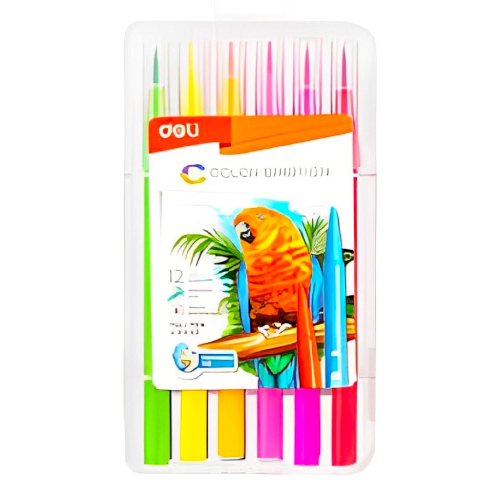 Single Side - Brush Marker - 12 Colors - No. C103 04 - Deli