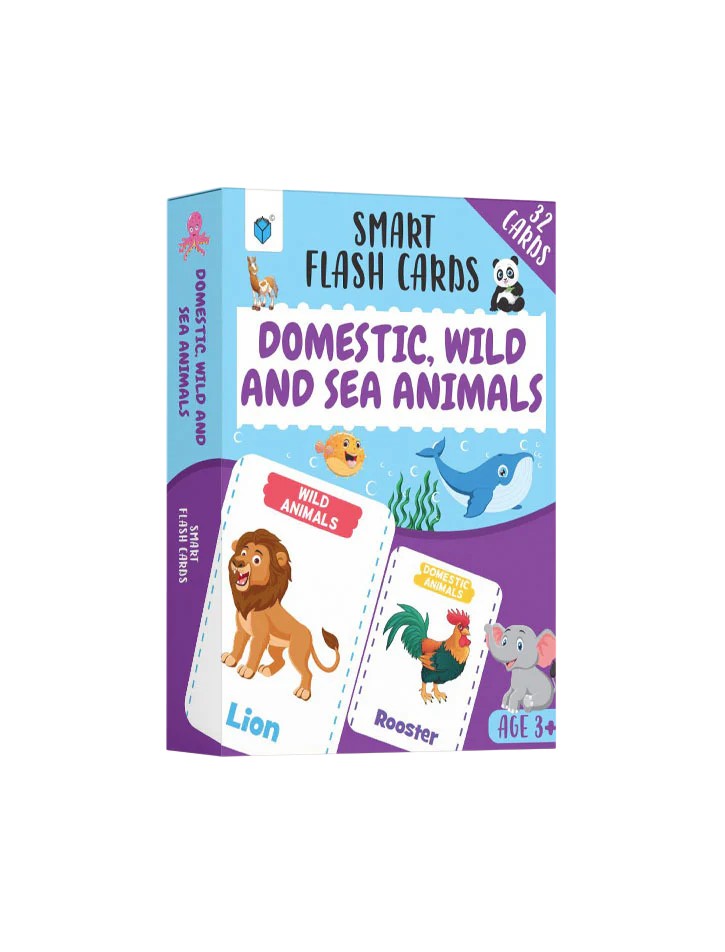 Smart Flash Cards - Domestic wild and Sea Animals - 32 Cards