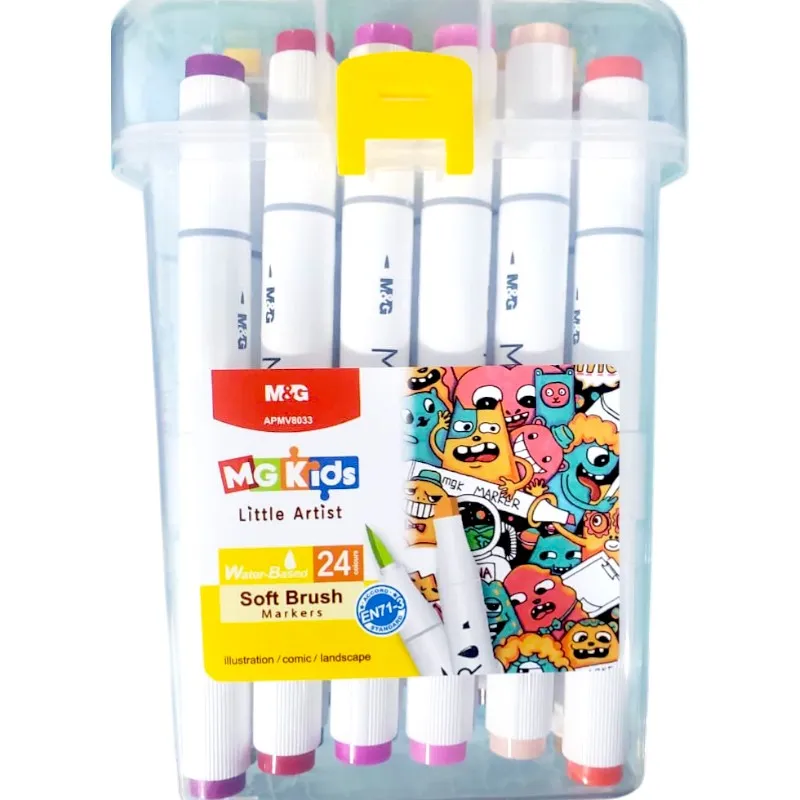 [6942109586037] M&G SignMe Soft Brush Markers APMV 8033 Pack of 24 Colours