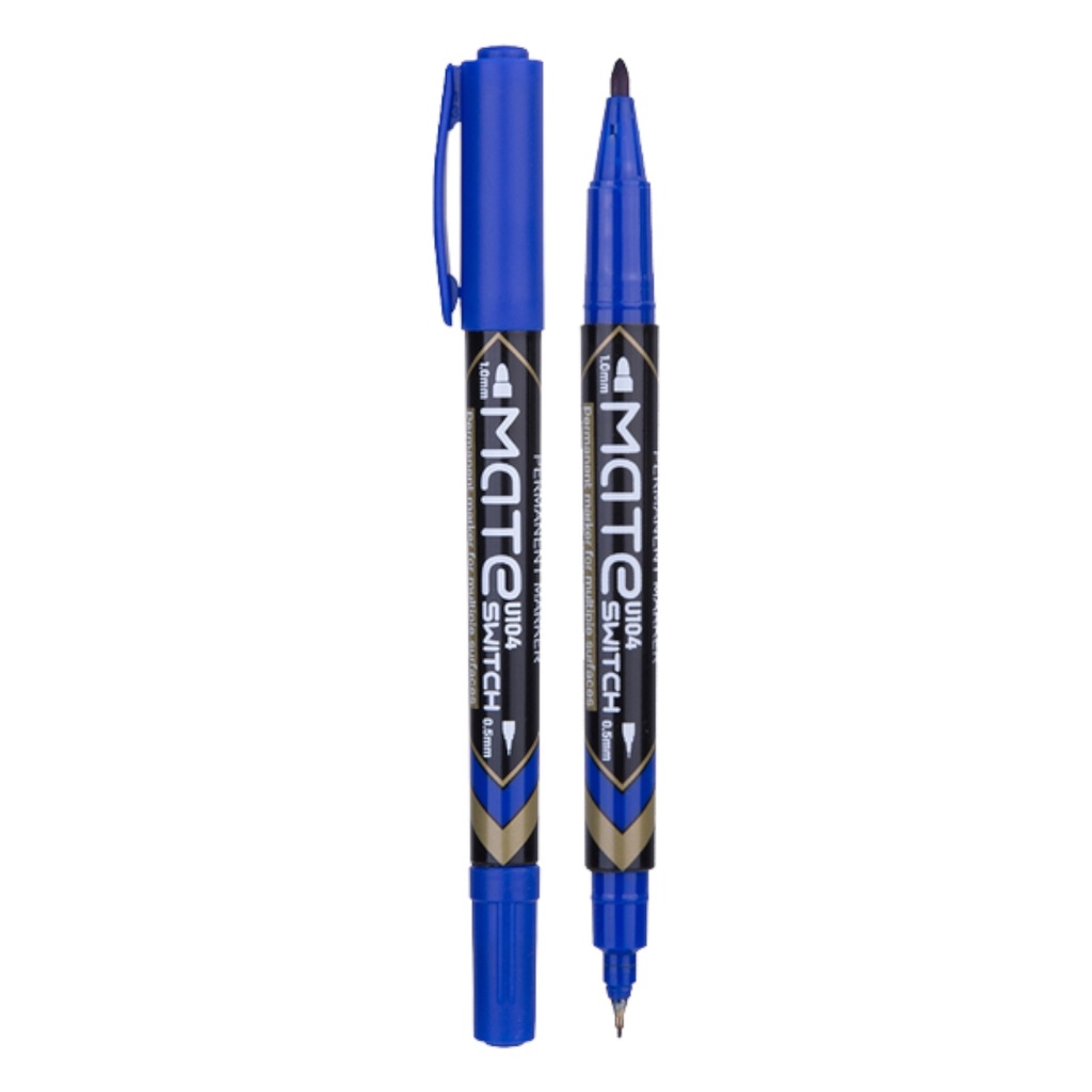 Deli Mate Double Marker - Blue - 0.5mm | 1.0mm - 1 Pcs - No. U104-30