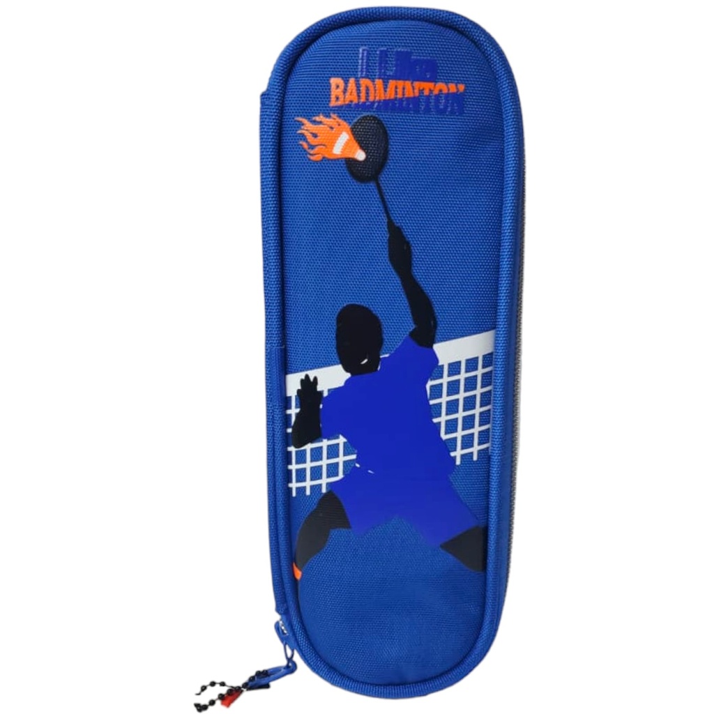 Single Zipper Pencil Pouch - Blue - BD-916 - Badminton
