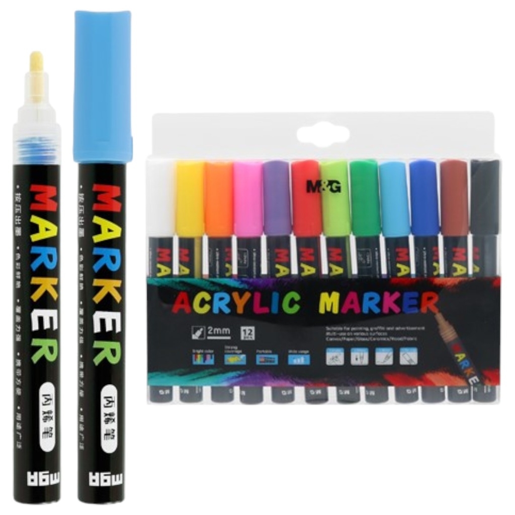 M&G Acrylic Marker - 2mm - Pack of 12 - No. APL976E1