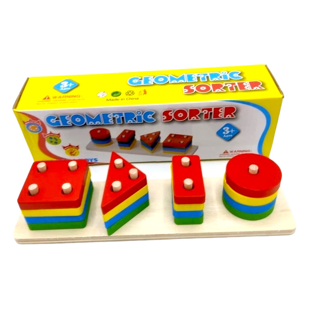 Wooden Geometric Sorter - 4 Shapes