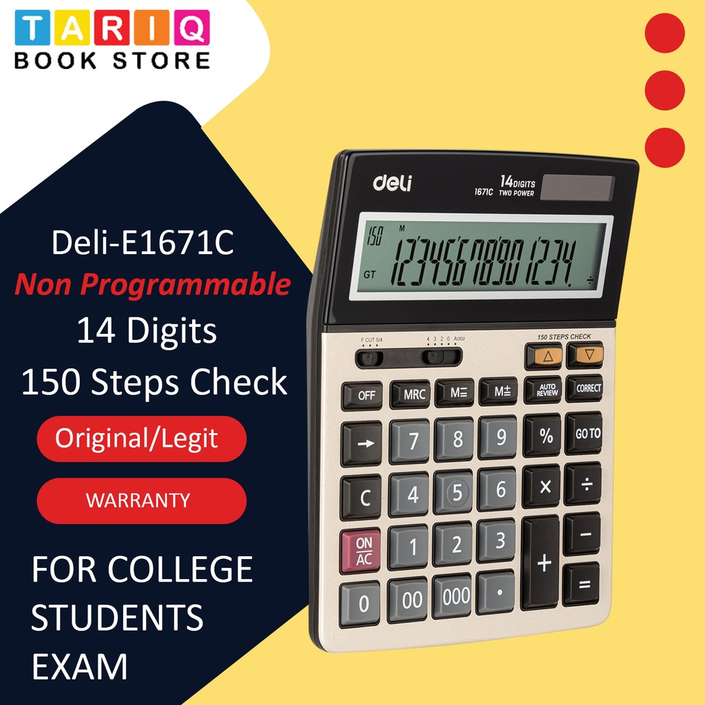 DELI CORE 1671C 150-CHECK CALCULATOR 14-DIGIT METAL