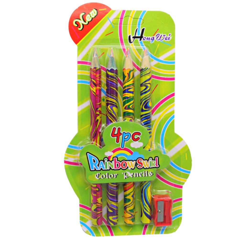 Rainbow Swirl Color Pencils - 4 Pcs