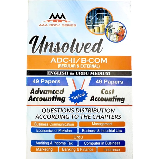 Advanced Accounting | Cost Accounting Unsolved Paper for ADC-II, B.Com - AAA Book Series