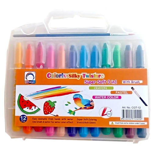 [6634202712429] Colorix Silky Twisters Crayon - 12 Colors - No. CGT-12