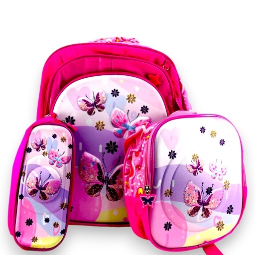 Butterfly Pre-Primary School Bag Set - Pink (IMPORTED)
